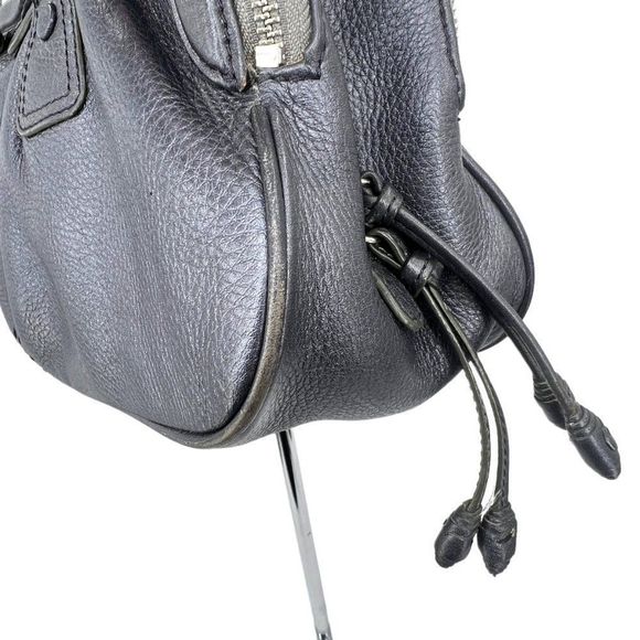 Cole Haan Village Triple Zip Satchel Handbag Pewter Leather - Picture 7 of 11